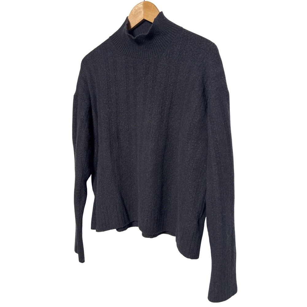 J‎ Crew Wool Alpaca Blend Mock Neck Sweater Black Size Large EUC